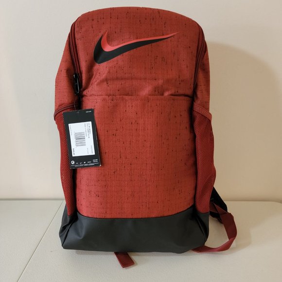 Nike Brasilia Unisex School Backpack Dark Cayenne Black DA2276-689 - Picture 6 of 15